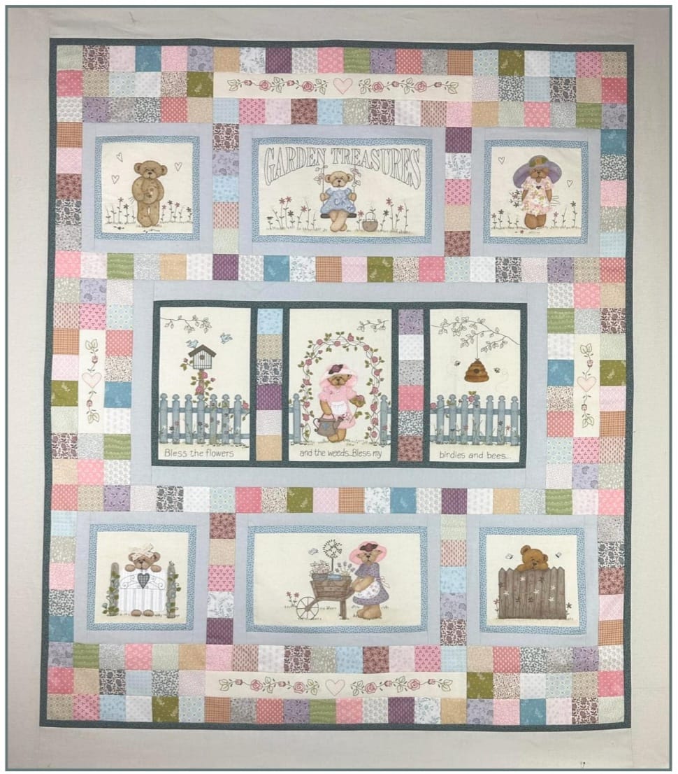 PDF Downloadable pattern Teddy's Garden Treasures - Block Five Pattern