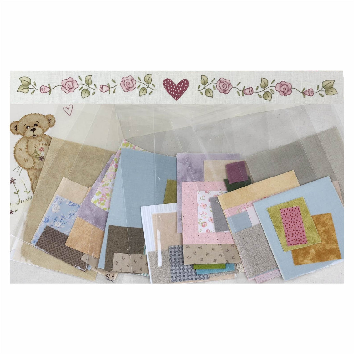 Sew with Love Teddy Applique fabric and wool pack