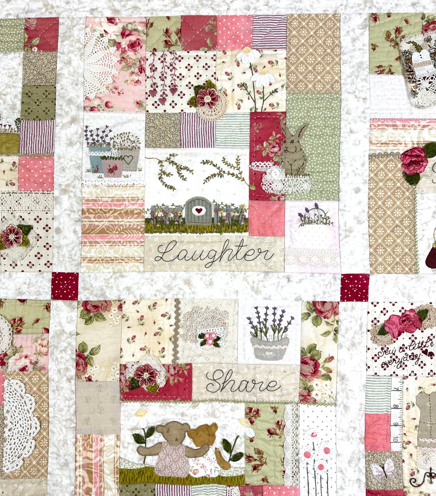 ON SPECIAL was $495, now $415.       Friendship Quilt (new colours) - full kit with applique fabrics and embellishments