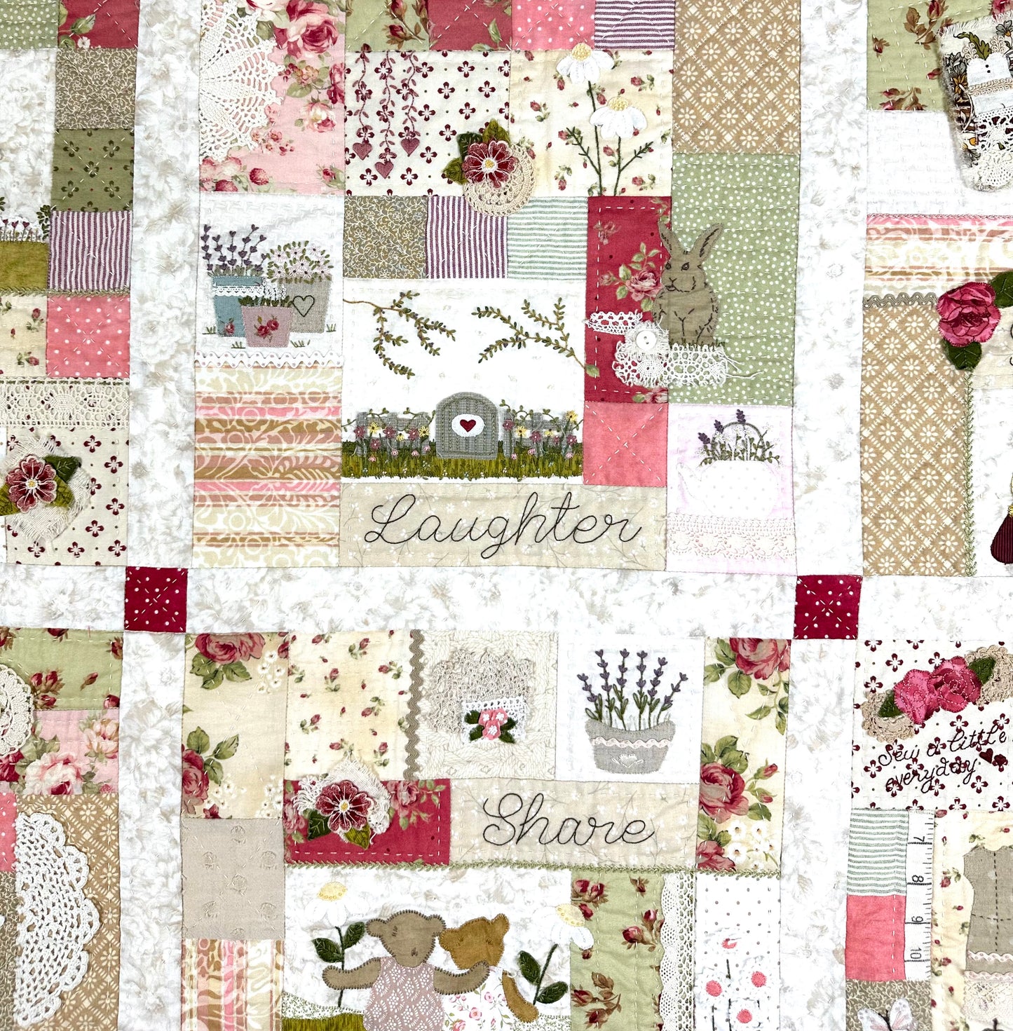 ON SPECIAL was $495, now $415.       Friendship Quilt (new colours) - full kit with applique fabrics and embellishments