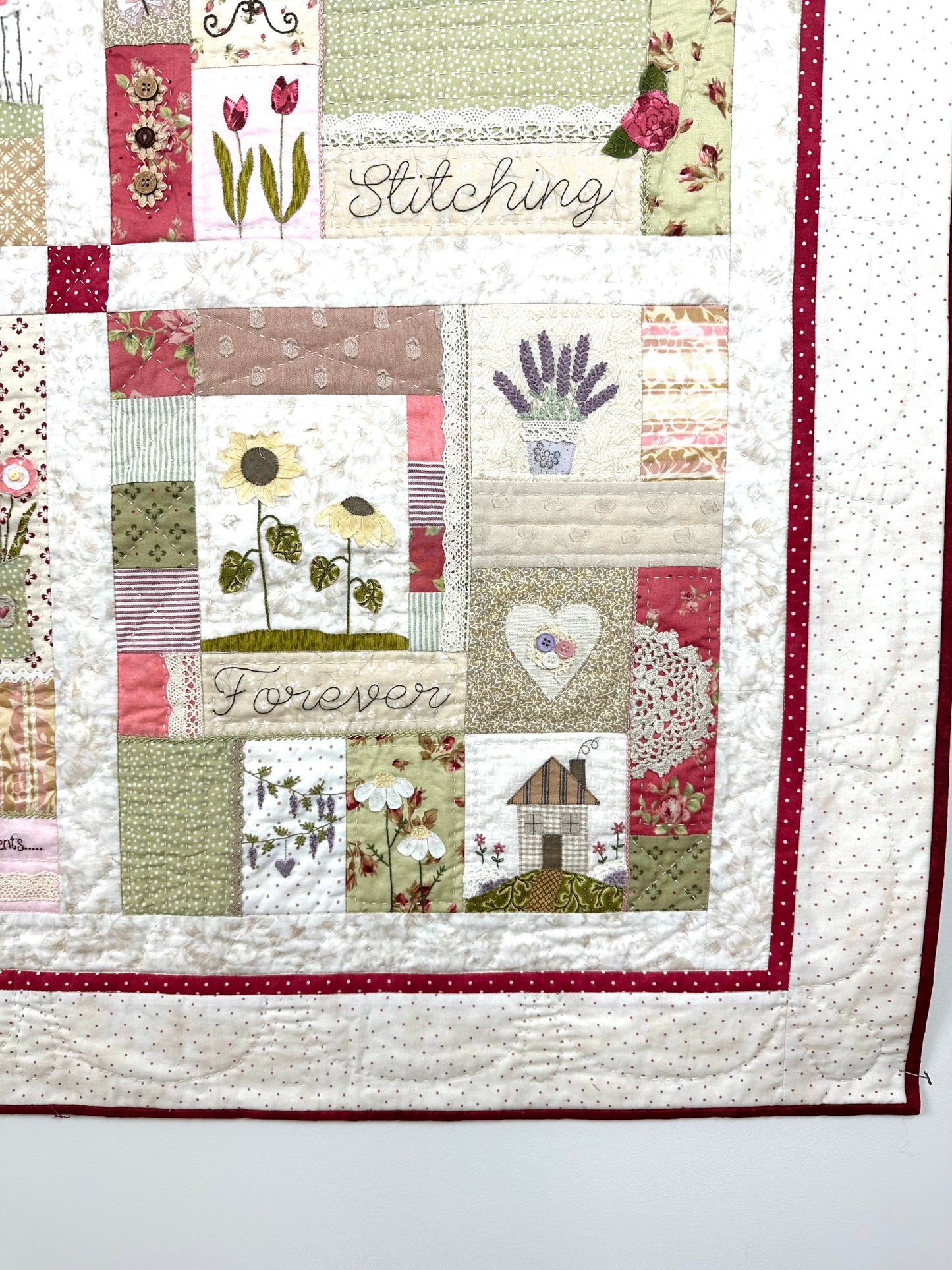 ON SPECIAL was $495, now $415.       Friendship Quilt (new colours) - full kit with applique fabrics and embellishments