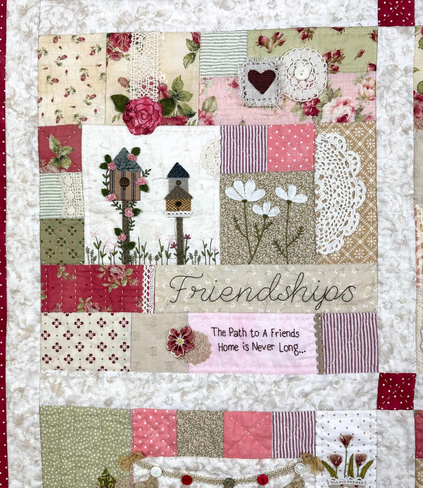 ON SPECIAL was $495, now $415.       Friendship Quilt (new colours) - full kit with applique fabrics and embellishments