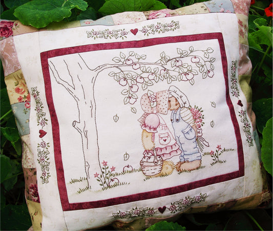 Candice under the apple tree pillow